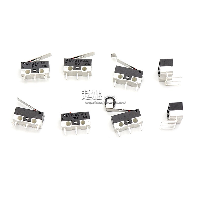 鼠标开关微动轻触开关三脚无柄直柄弯柄滚轮左右弯脚V1A小按键开