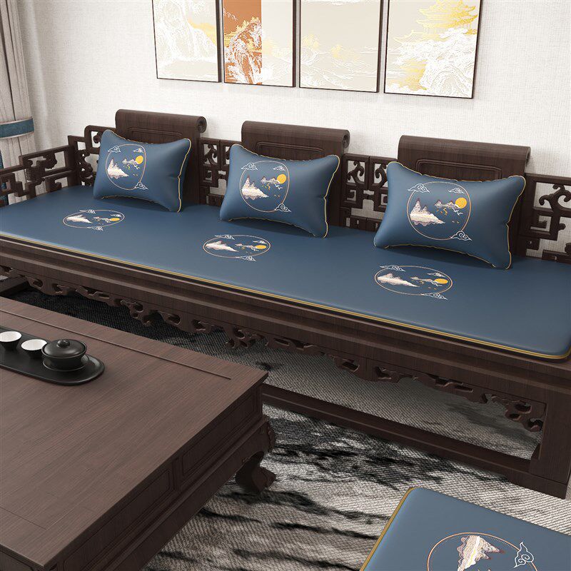 新中式红木沙发坐垫夏季凉席客厅实木椅子垫餐桌垫茶椅Z垫防滑定