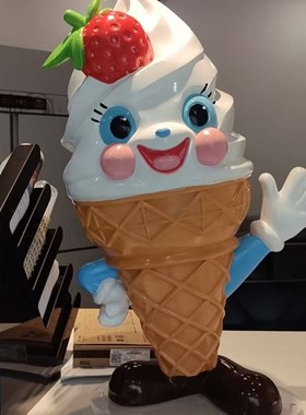 多巴胺雪糕甜品店门口引流冰淇淋雕塑摆件K发光招手欢迎冰激凌模