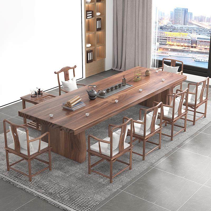 经济型松木复古整板实木茶桌新中式办公室茶台客厅轻奢禅意泡茶桌