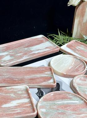 Borgley粉末珠宝储存托盘饰品天然大理石挪威红托盘芳香疗法珠宝