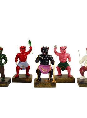 4寸五鬼摆件小摆设站像七彩树脂五鬼居家装饰品 迷你小摆件一套价