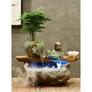 饰品财源滚滚喷泉创意礼品 禅意家居流水风水轮招财摆件客厅茶桌装