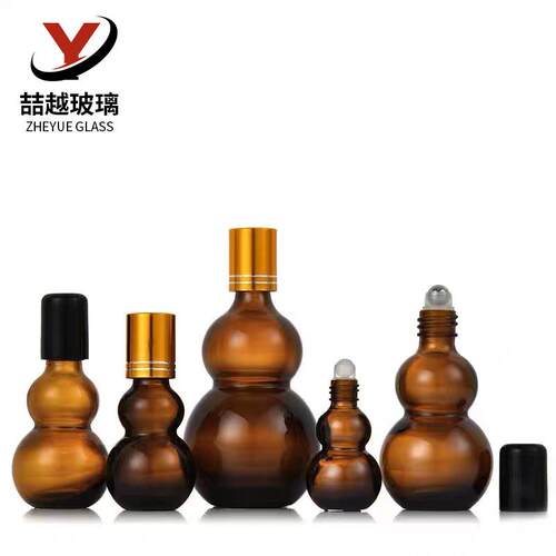 10-100ml茶色双葫芦精油瓶棕色玻璃滚珠瓶按摩走珠瓶香水分装瓶