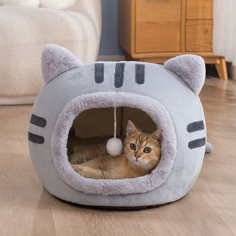 猫窝半封闭式新款猫咪造型狗窝冬季网红保暖猫窝垫Y四季通用猫屋