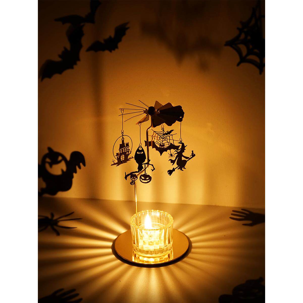万圣节旋转烛台走马灯氛围感布置装饰Halloween香薰蜡烛摆件礼物