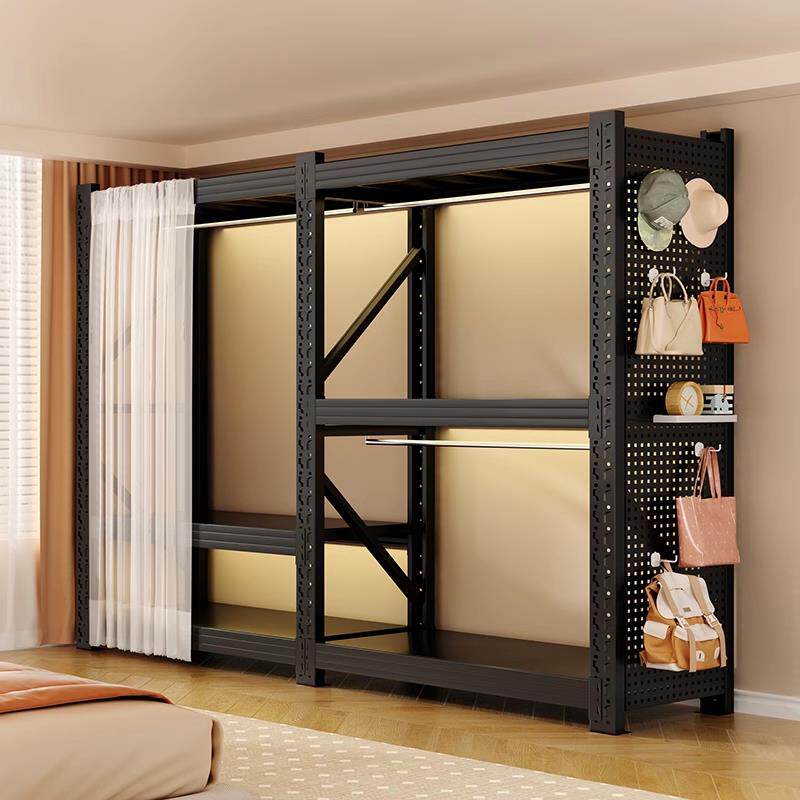 开 放式货架衣柜简易组装家用卧室出租房落地置物架多层收纳衣帽