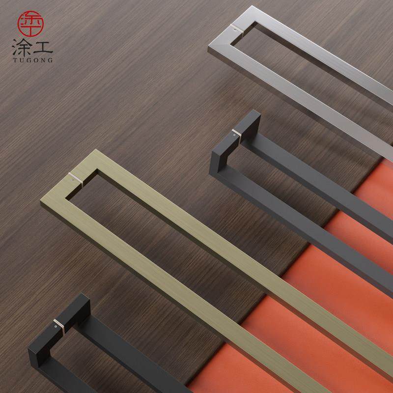 加厚不锈钢玻璃门拉手方管有框对装推拉办公室钢化实木门把手黑色,基础建材,大拉手,淘宝优惠券,粉丝福利购,淘宝优惠卷