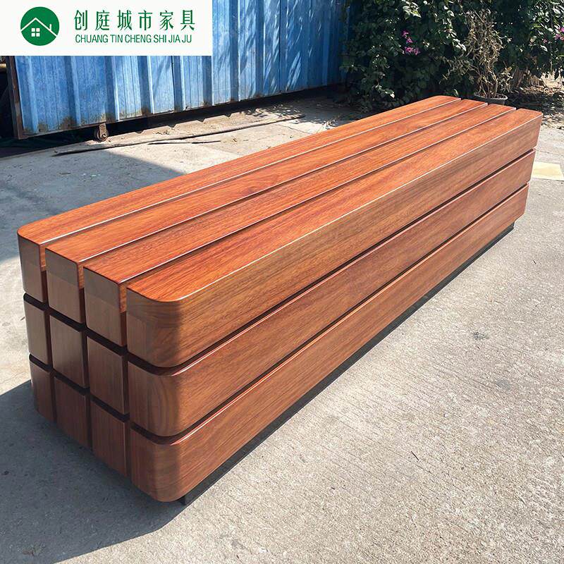 户外坐凳厚实长椅成品座椅休闲区外摆防腐木靠背椅休闲椅公园椅