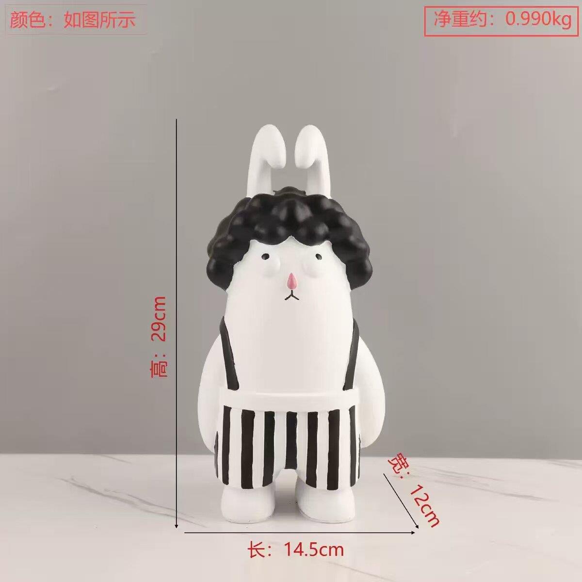 现代简约高级感可爱抱婴袋兔子树脂摆饰客厅卧室儿童房软装家居饰