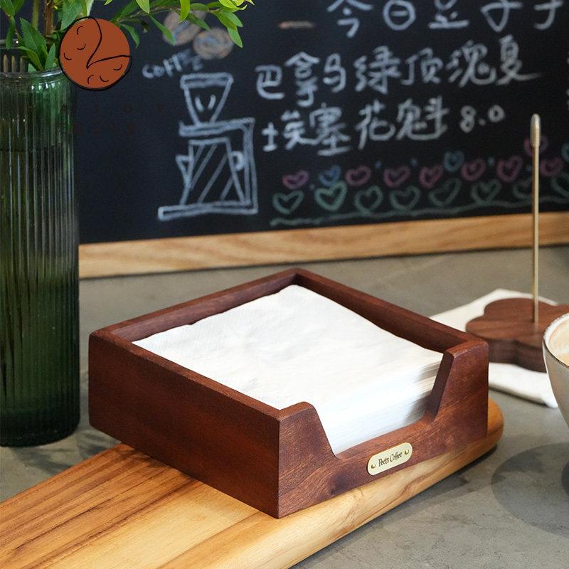 花椒工作室创意餐巾纸架托桌面纸巾支架收纳座压台夹木质高级感