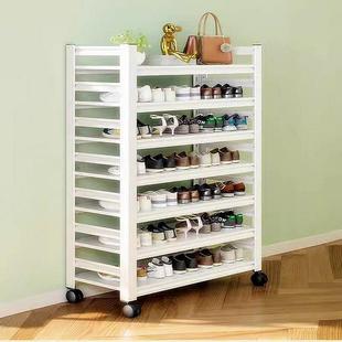 简易鞋架钢制家用门口楼道外面宿舍带轮子万向滑轮可移动铁艺鞋柜