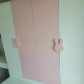 儿童房衣柜小兔子拉手实木原木粉色卡通动物造型柜门把手简约可爱