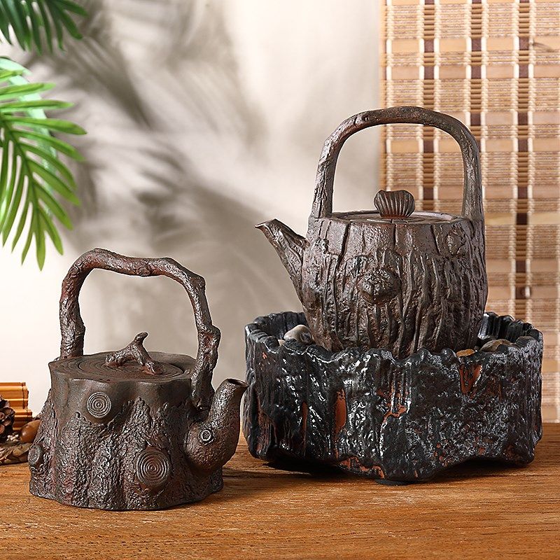 树纹茶壶提梁壶陶瓷烧水壶复古煮茶壶陶瓷电陶炉泡茶壶围炉煮茶炉,餐饮具,茶壶,淘宝优惠券,粉丝福利购,淘宝优惠卷