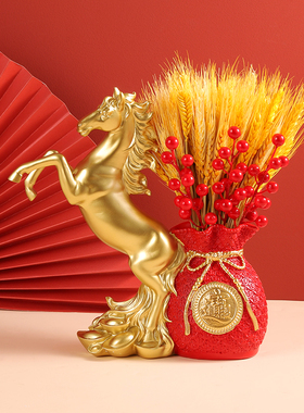 鹿招财袋花插摆件p发财麦穗装饰一路大卖店铺开业礼物