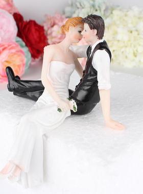 婚礼蛋糕人偶 树脂摆件 蛋糕摆件装饰 新郎新娘树脂工艺品 现货
