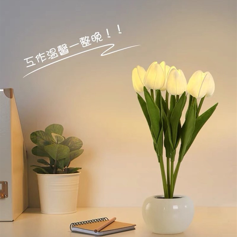 蒙曼精美礼品郁金香小夜灯花束A装饰摆件温馨夜灯生日礼物起夜灯
