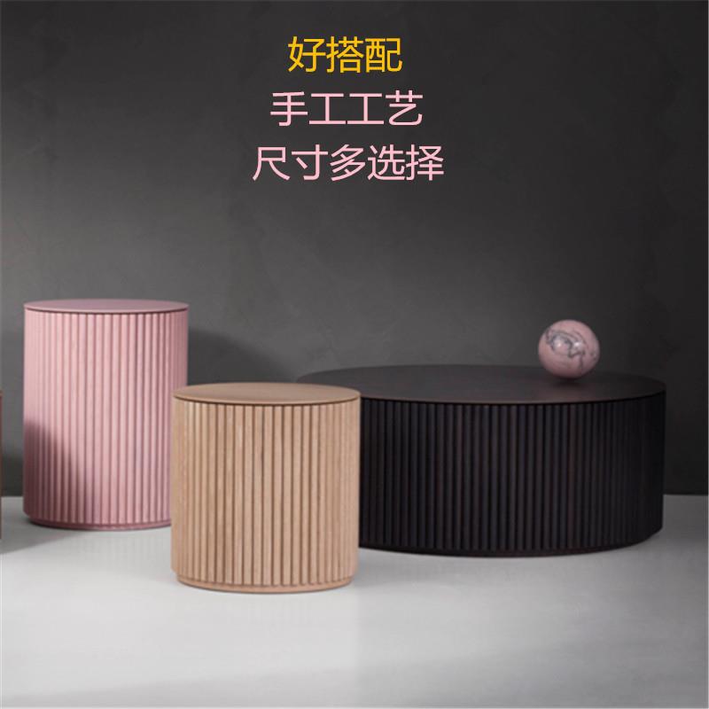 北欧简约现代圆形茶几咖啡客厅沙发边几创意网红迷你小圆桌小茶几