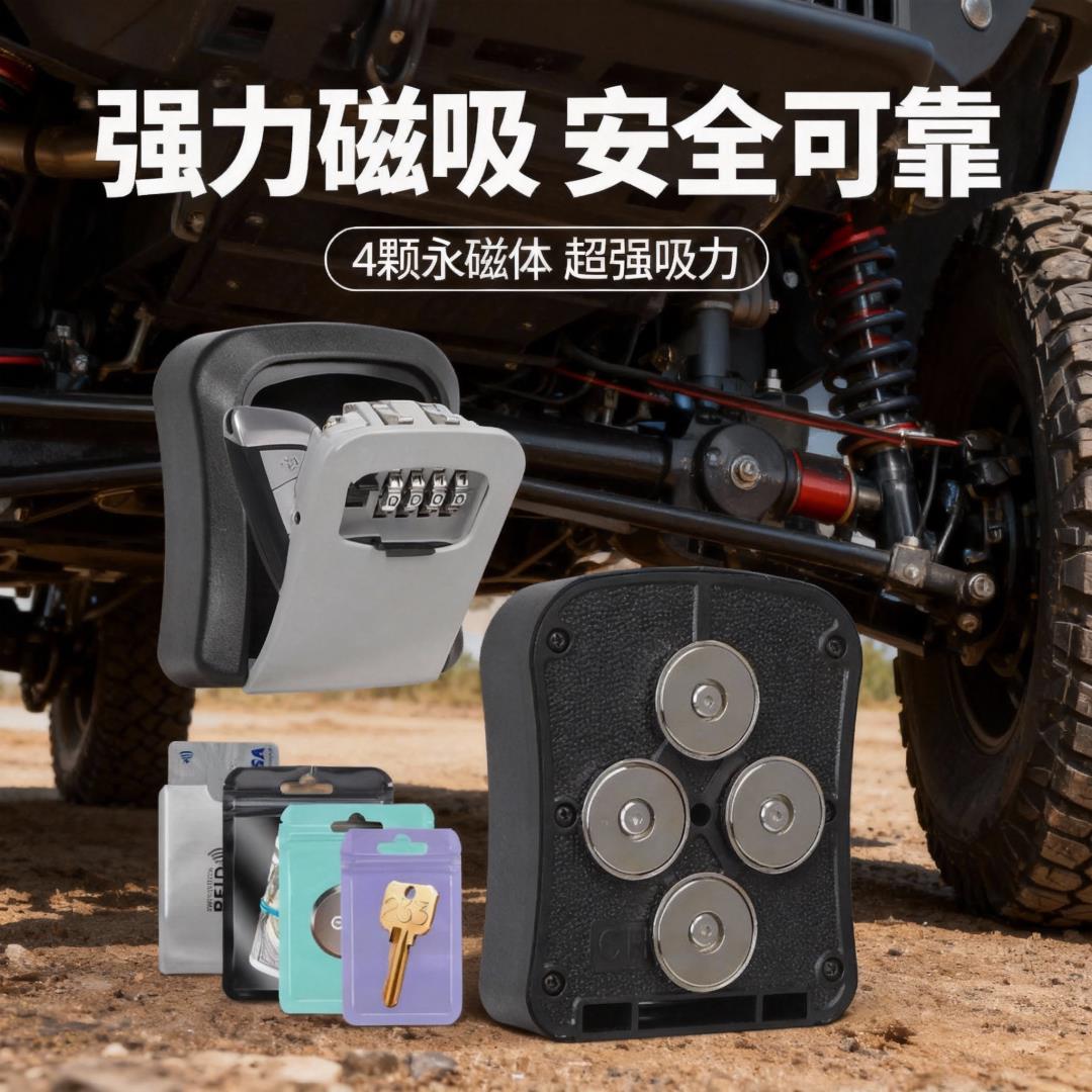 超强吸力4颗永磁铁车钥匙密码盒车底座椅强吸附可放香烟电话手表