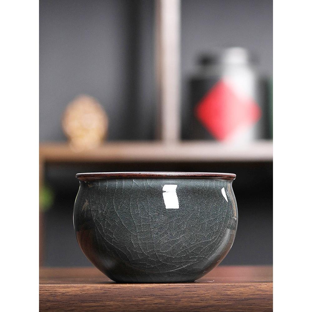 青瓷大师杯单杯龙泉手工冰裂陶瓷风水罐功夫茶杯茶杯大茶杯