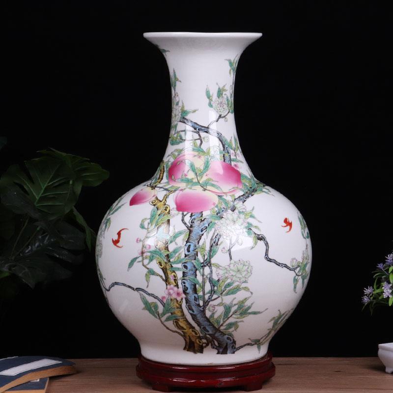景德镇陶瓷器粉彩花瓶摆件中式客厅电视柜书房博古架办公室装饰品