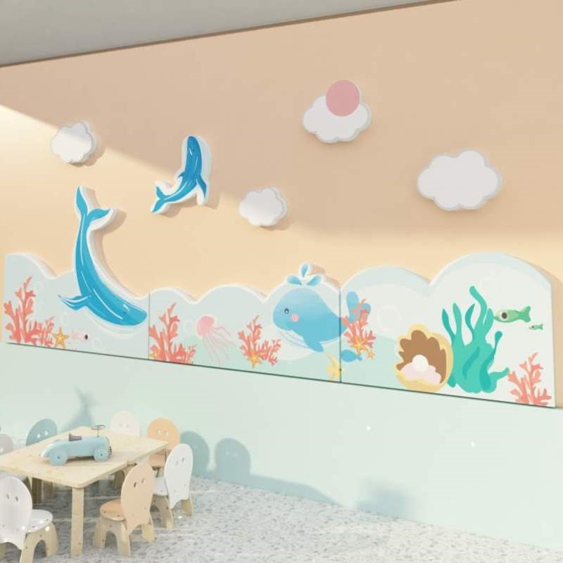 墙面材料婴儿游泳馆贴纸文化背景主题布置浴室海洋装饰成品幼儿园