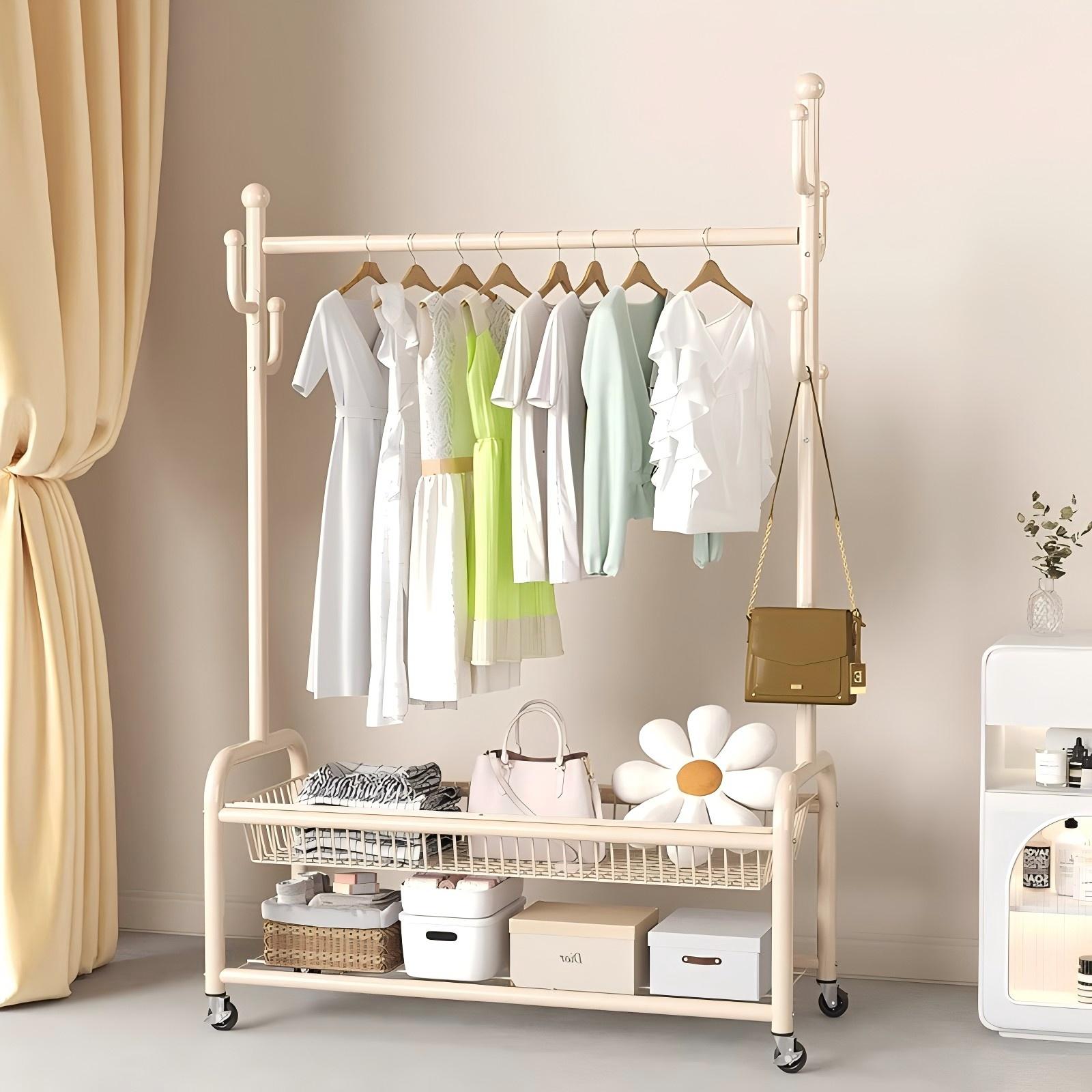 衣帽架落地卧室家用挂衣架室内床边晚上放衣服神器可移动置物架子