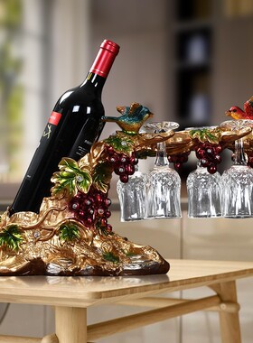 欧式创意喜鹊红葡萄酒架摆件家居客厅家用杯架酒柜装饰品结婚礼物