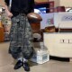 男款 短裤 夏季 迷彩七分裤 美式 复古街头宽松休闲裤 女弯刀型阔腿裤 子