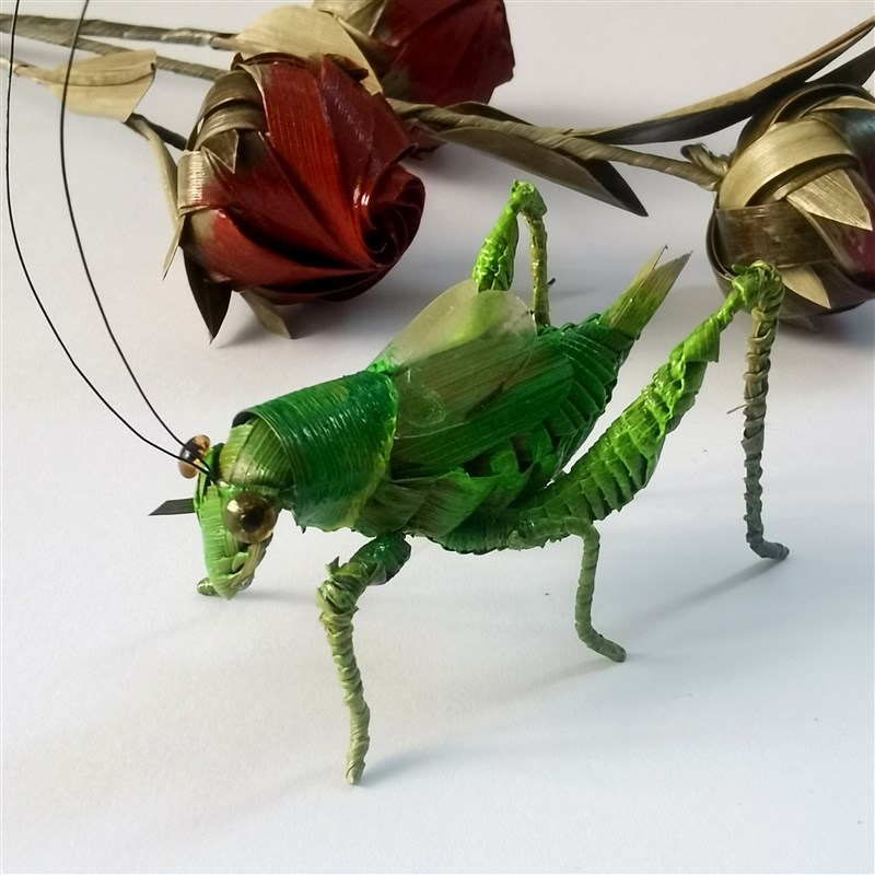 中国非遗棕编工艺品纯手工编织蝈蝈成品L摆件家居装饰品创意礼品