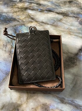 编织工作证卡套挂脖证件套真皮胸牌挂绳b1v羊皮工牌男女多功能牌