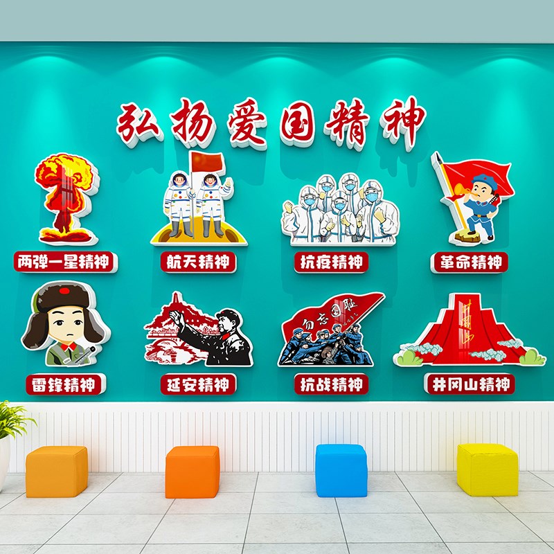 爱国文化墙贴教室走廊墙面装饰班级布置幼儿园环创材料主题墙成品