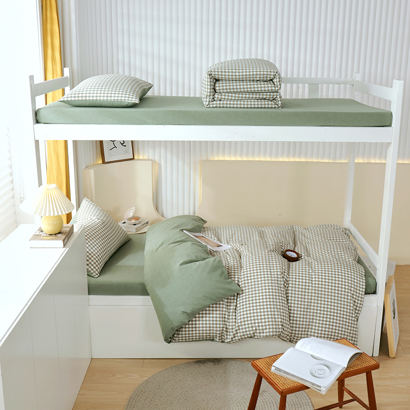 学生宿舍床上三件套床单被套枕套大学生单J人床纯棉水洗棉100全棉