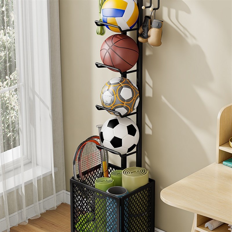 家用运动器材多功能收纳架室内篮球足球类置物架客厅瑜伽垫收纳筐