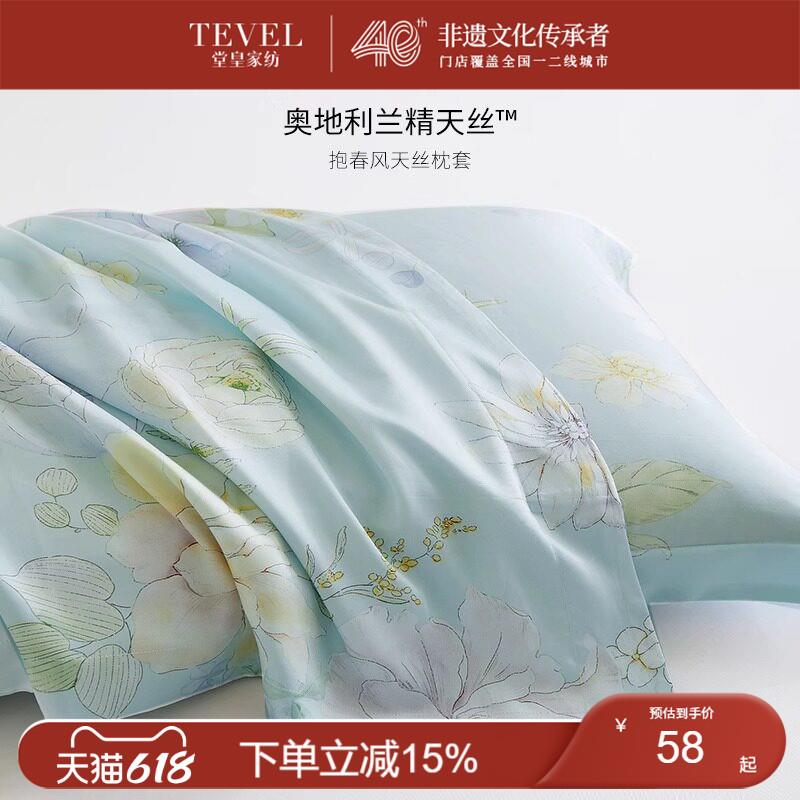 TEVEL/堂皇60支兰精天丝枕套一对家用夏季凉感枕头套