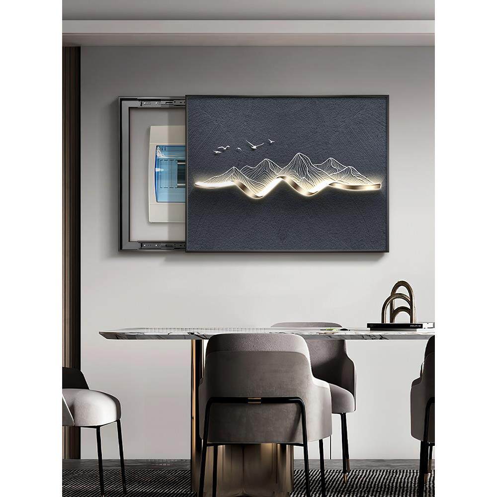 现代简约电表箱装饰画轻奢高级感电闸盒配电箱遮挡箱挂画山水壁画