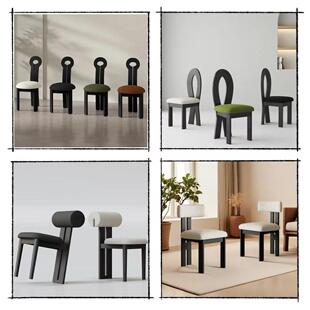 中世纪风格餐椅家庭设计师B&B高背键椅轻豪华椅法国覆古餐厅实木