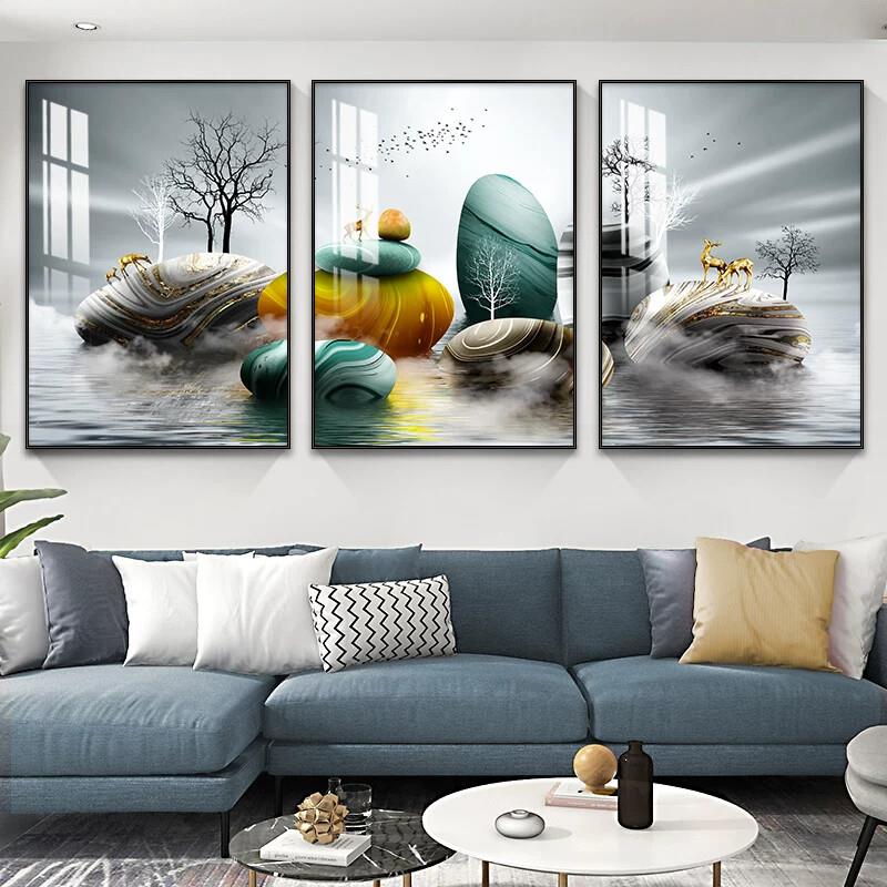 轻奢客厅装饰画三联现代简约大气沙发背景墙挂画餐厅画卧室墙壁画