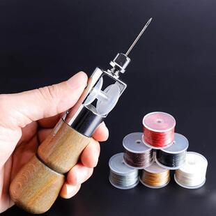 皮革手缝器手工缝牛皮皮具皮革手缝机修补缝线直钩针锥子打孔装订
