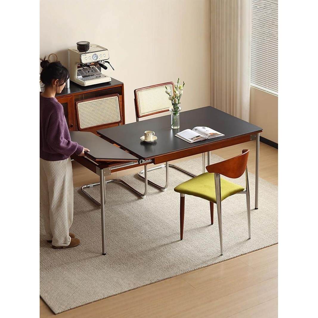 中古风伸缩餐桌可折叠岩板餐桌覆古小户型家用实木饭桌餐桌椅组合,住宅家具,岩板餐桌,淘宝优惠券,粉丝福利购,淘宝优惠卷