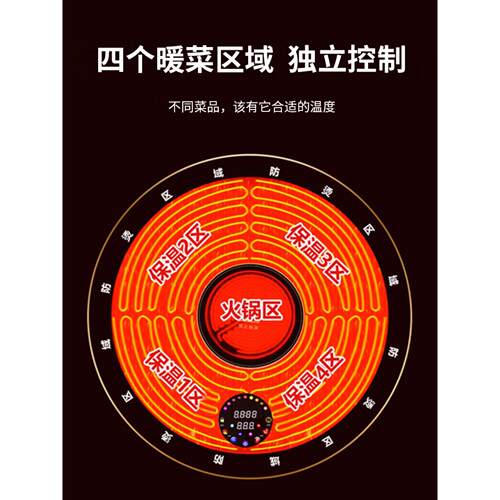 家用智能语音暖菜板多功能电加热餐桌转盘带电磁炉火锅饭菜保温板