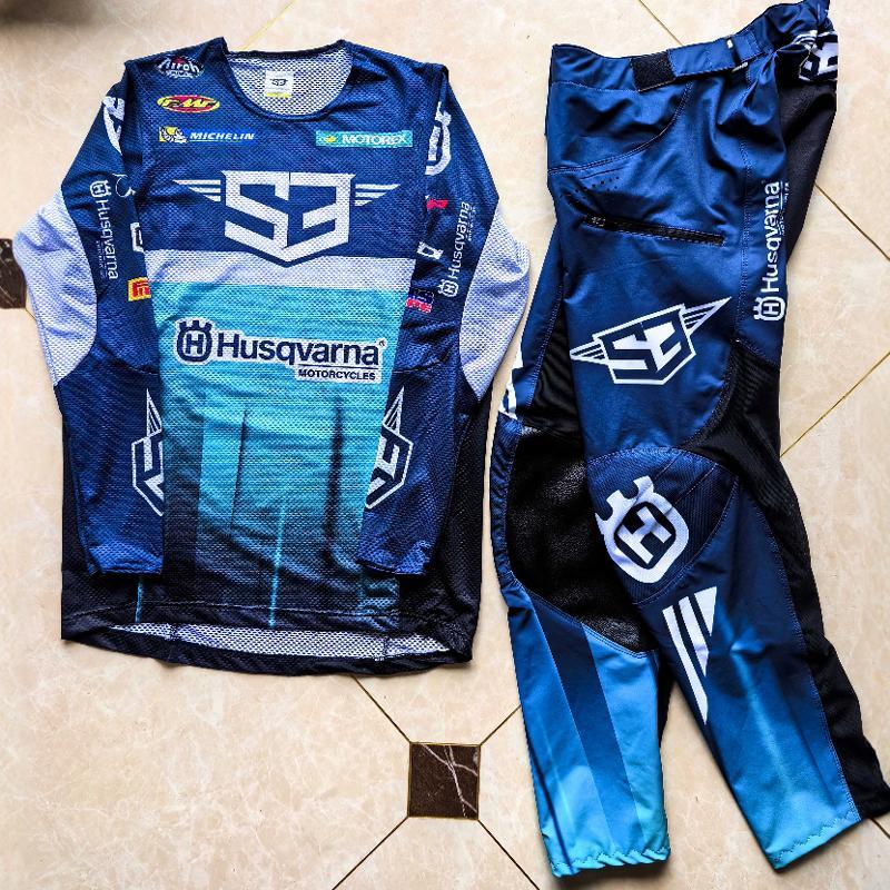 2024husqvarna越野摩托车骑行服套装赛车服防摔赛车服透气衣