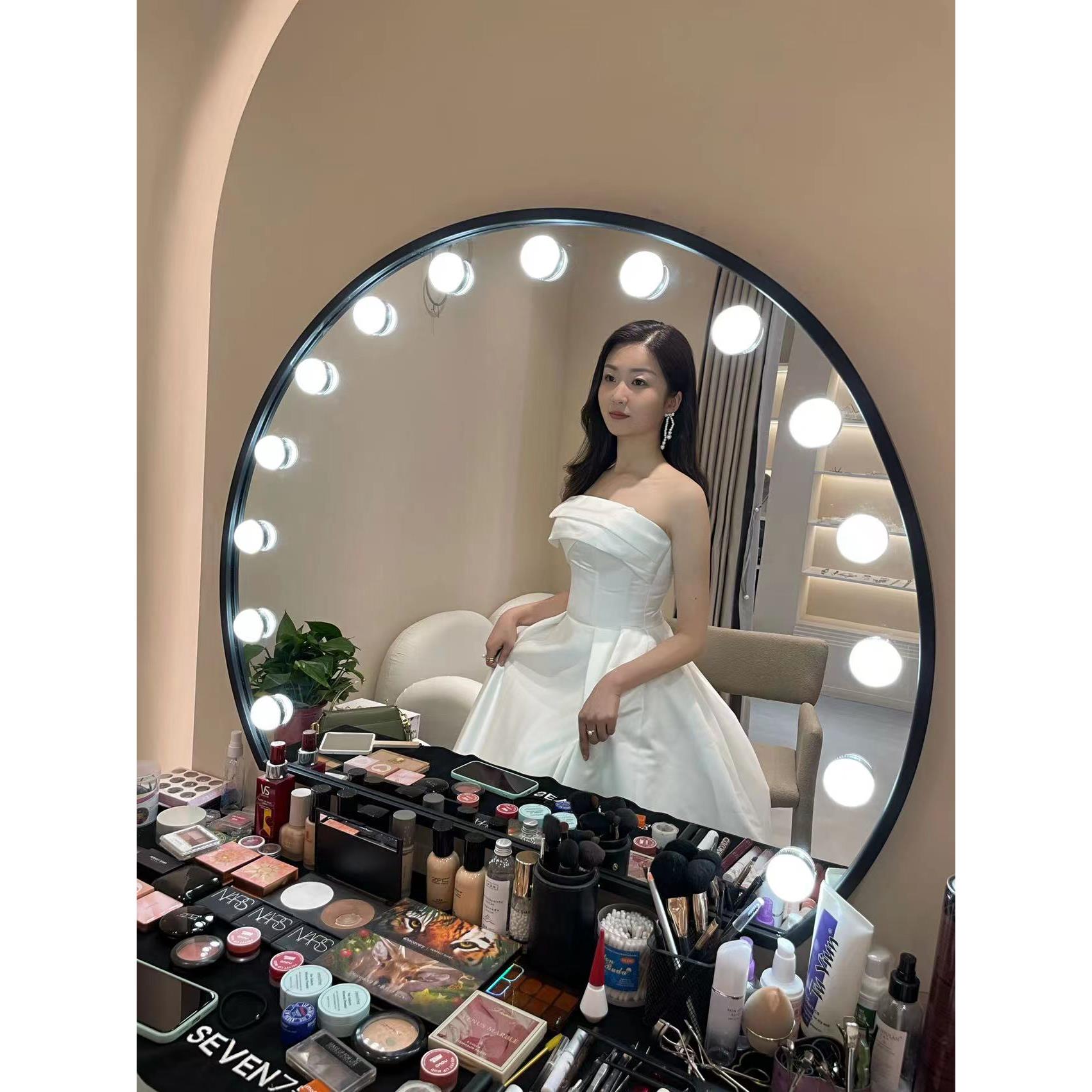 简约现代婚纱照相馆化妆台带灯美容院彩妆摄影工作室化妆师专用镜
