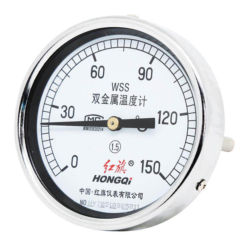 WSS-401轴向双金属温度计工业锅炉管道温度计表150/200/300度红旗图片