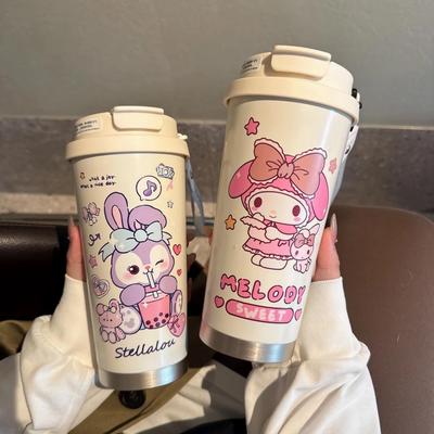 保温杯儿童大容量女生2025新款高颜值水杯学生上学专用吸管咖啡杯