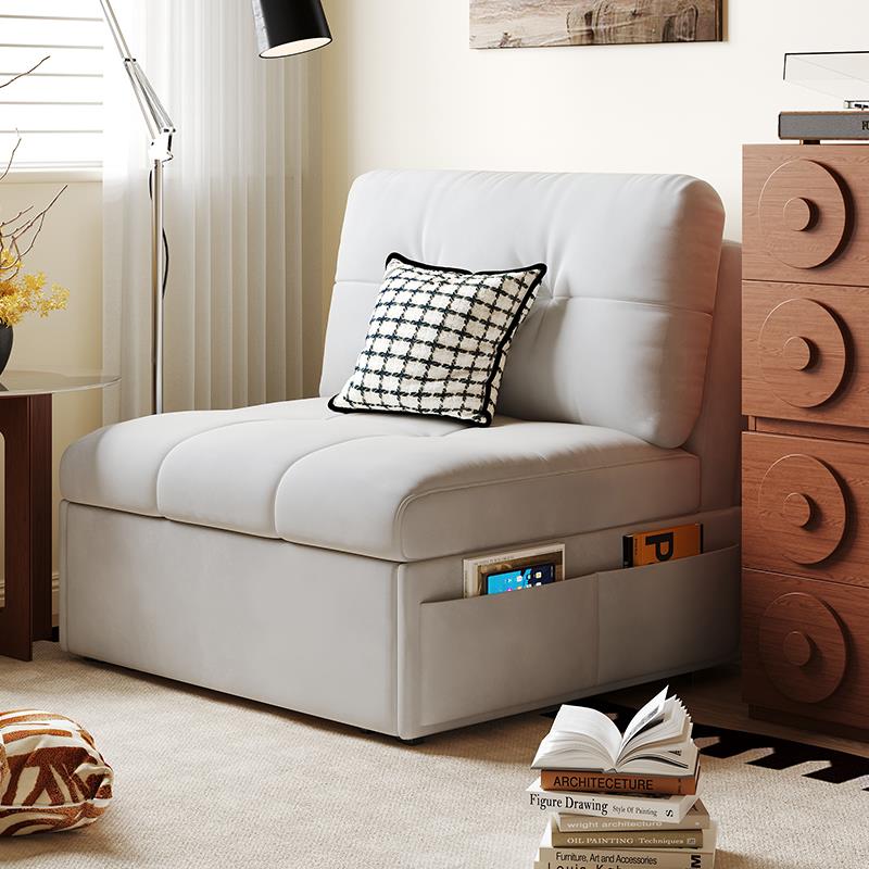 木宫匠家具单人折叠沙发床两用小户型复古风沙发可伸缩阳台单人椅