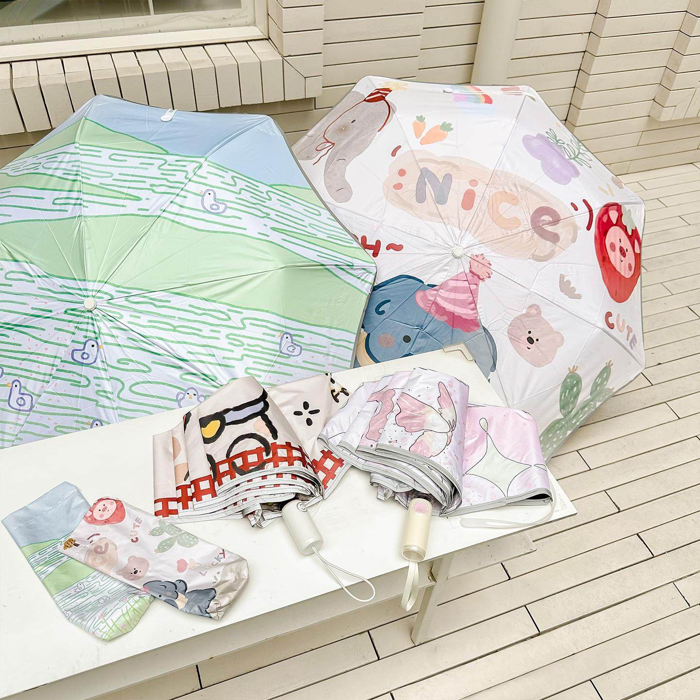 防反弹晴雨伞两用女全自动可爱猫咪抗UV防晒儿童可折叠遮阳伞