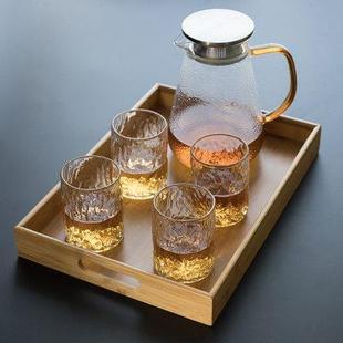 收纳盘 竹制托盘长方形家用客厅茶杯茶盘水杯杯子水壶杯盘大号日式