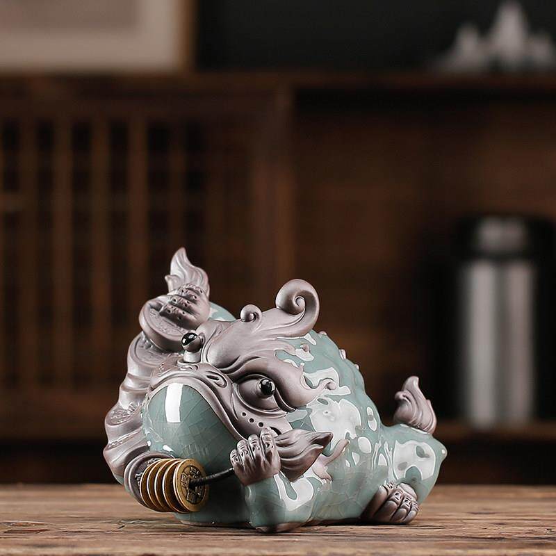 招财哥窑茶宠金蟾摆件创意精品可养蟾蜍茶玩茶桌茶盘饰品茶道配件
