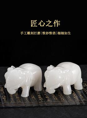 客厅摆件一对白玉吉象招财电视柜吸水大象玉石办公室桌面柜子摆设
